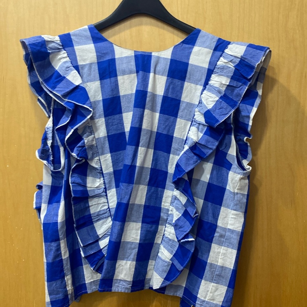 Anthropologie ruffled sleeveless. Worn 1x Medium. Regular fit. 100% cotton